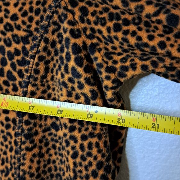 Land's End Women Cheetah Print Pullover 1/4 Zip Front Fleece Sweater M - Picture 2 of 11